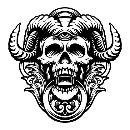 Silhouette Devil Skull Horn Clipart Graphic illustrations for your work Logo, mascot merchandise t-shirt, stickers and Label designs, poster, greeting cards advertising business company or brands."n