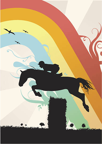 stockillustraties, clipart, cartoons en iconen met silhouette horse jumping - illustration - jumping