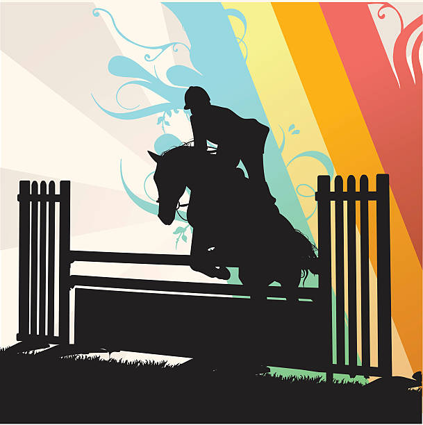 stockillustraties, clipart, cartoons en iconen met silhouette horse jumping - illustration - jumping