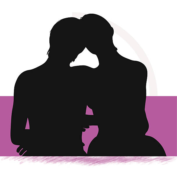 silhouette of a couple woman man in bed EPS Vector 10 - silhouette of a couple woman man in bed bedroom silhouettes stock illustrations