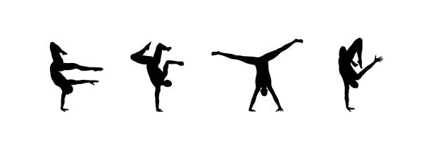Silhouette of a Dancer. Gymnast. Man is Posing and Dancing. Sport Symbol. Design Element. Vector Illustration. Silhouette of a Dancer. Gymnast. Man is Posing and Dancing. Sport Symbol. Design Element. Vector Illustration. gymnastic silhouette stock illustrations