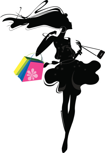 Silhouette Of A Girl With Bag Stock Illustration - Download Image Now ...