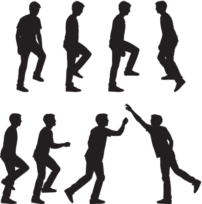 Silhouette of a man in different poses
