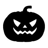 Silhouette of a terrible evil pumpkin on a white background, vector illustration