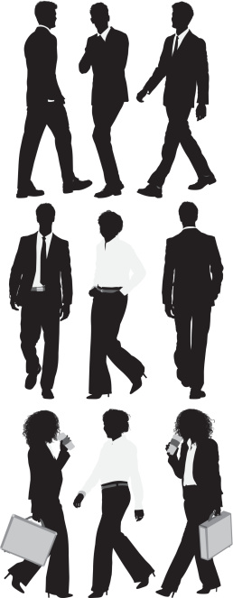 Silhouette of business executives in different poses