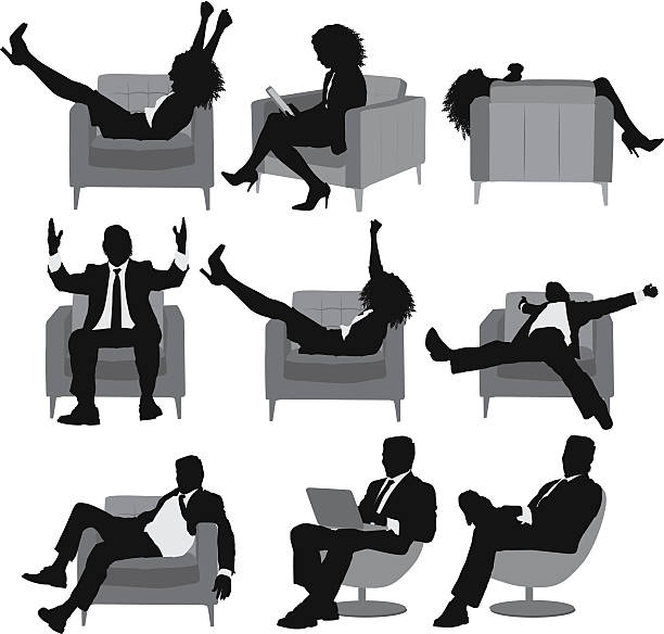 Silhouette of business executives in different poses Silhouette of business executives in different poseshttp://www.twodozendesign.info/i/1.png sleeping silhouettes stock illustrations