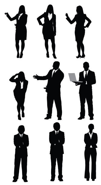 Silhouette of business executives Silhouette of business executiveshttp://www.twodozendesign.info/i/1.png presentation speech silhouettes stock illustrations