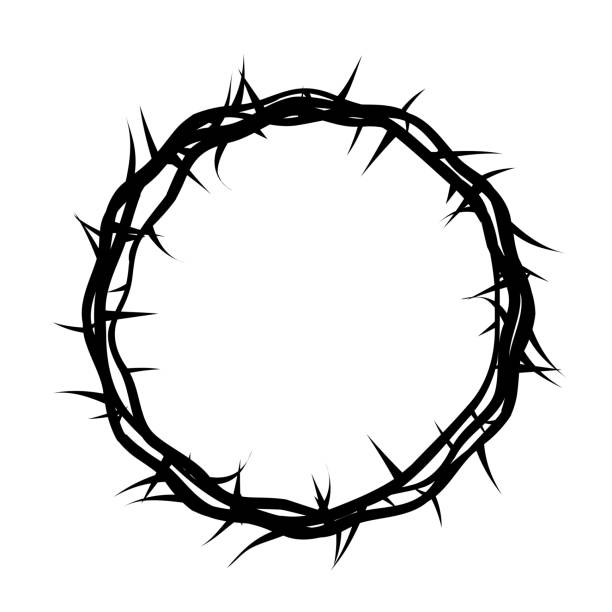 Silhouette of crown of thorns, Jesus Christ wreath of thorns, easter religious symbol of Christianity, vector Silhouette of crown of thorns, Jesus Christ wreath of thorns, easter religious symbol of Christianity, vector crown of thorns stock illustrations
