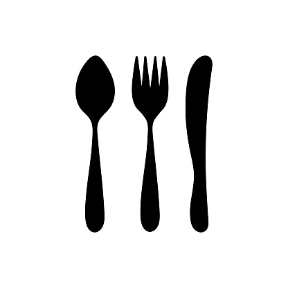 Silhouette Of Cutlery Spoon Fork And Knife Isolated On A White Background Vector Illustration Stock Illustration Download Image Now Istock