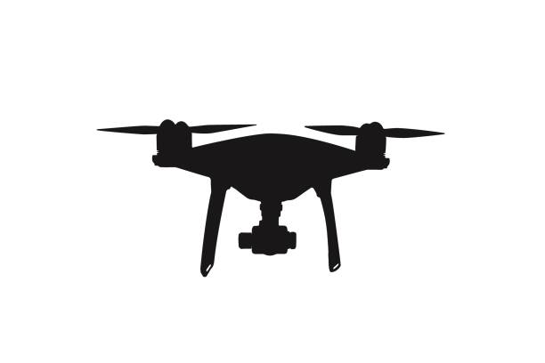 Silhouette of Drone isolated on white background. Silhouette of Drone isolated on white background. Vector, Illustration. drone silhouettes stock illustrations