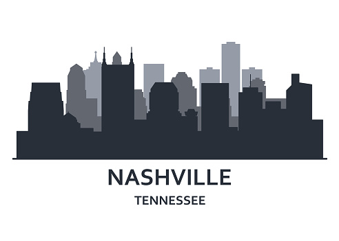 Silhouette of Nashville city, Tennessee -   cityscape of Nashville, skyline of downtown