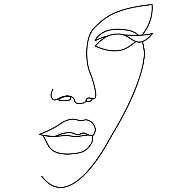 A silhouette of woman face. Minimalist. A silhouette of woman face. Minimalist black and white illustration. One line drawing. eye silhouettes stock illustrations