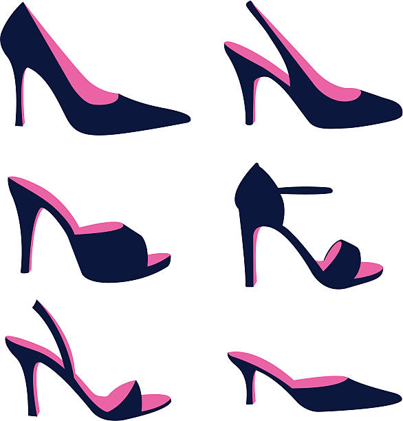 Silhouette of women's stiletto dress shoes vector art illustration