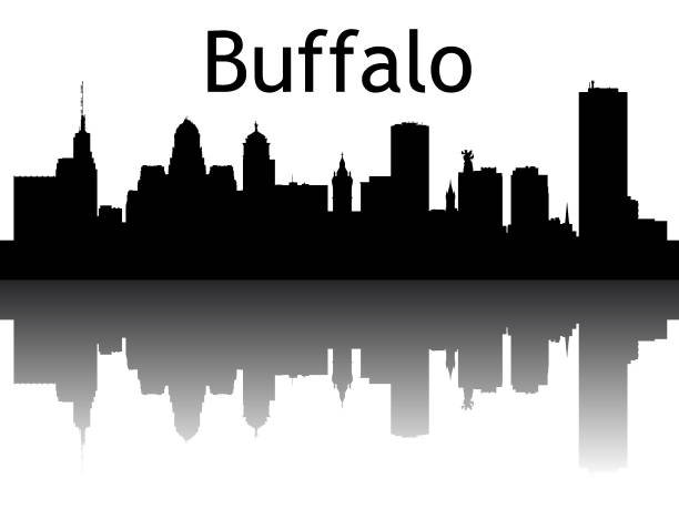 Silhouette Skyline of Buffalo Vector Illustration of the Silhouette Skyline of Buffalo buffalo new york stock illustrations