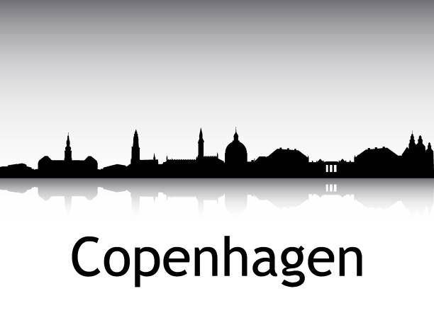 силуэт скайлайн из копенгагена, дания - copenhagen stock illustrations
