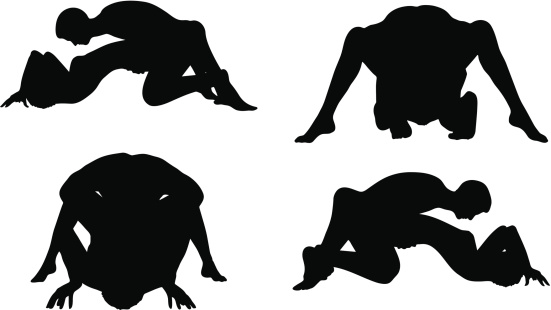 Silhouette With Kama Sutra Positions On White Background Silhouette With Kama Sutra Positions On White Background