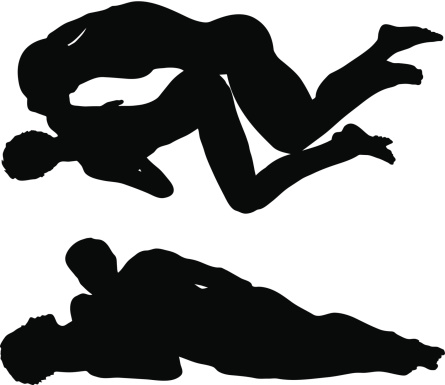 Silhouette With Kama Sutra Positions On White Background Silhouette With Kama Sutra Positions On White Background