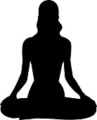 istock silhouettes  girl in a lotus pose. 1409283223