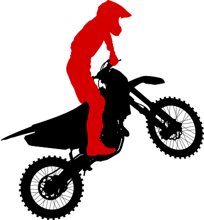 silhouettes Motocross rider on a motorcycle