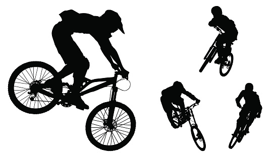 Silhouettes of bikers