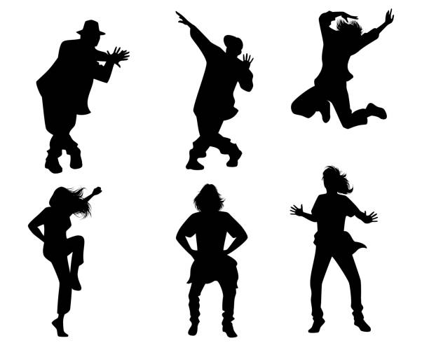Silhouettes of dancing people Vector illustration of silhouettes of dancing people dancing silhouettes stock illustrations