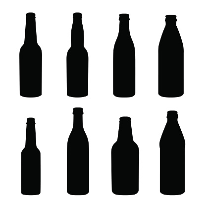 Black silhouettes of different alcohol bottles