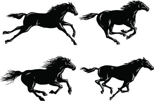 Silhouettes of Horses Running