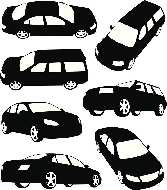 Silhouettes of modern cars Car silhouettes (fictitious cars). car silhouettes stock illustrations