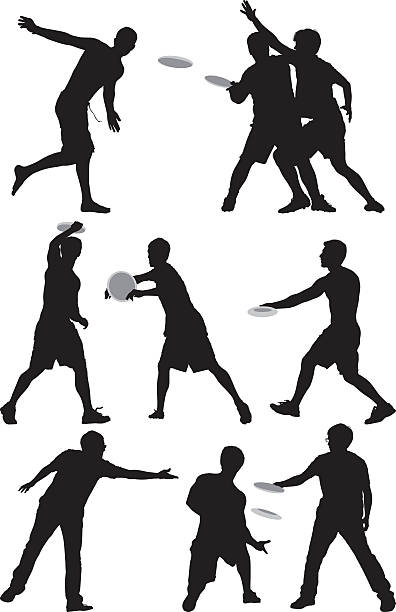 Silhouettes of people playing frisbee Silhouettes of people playing frisbeehttp://www.twodozendesign.info/i/1.png frisbee clipart stock illustrations