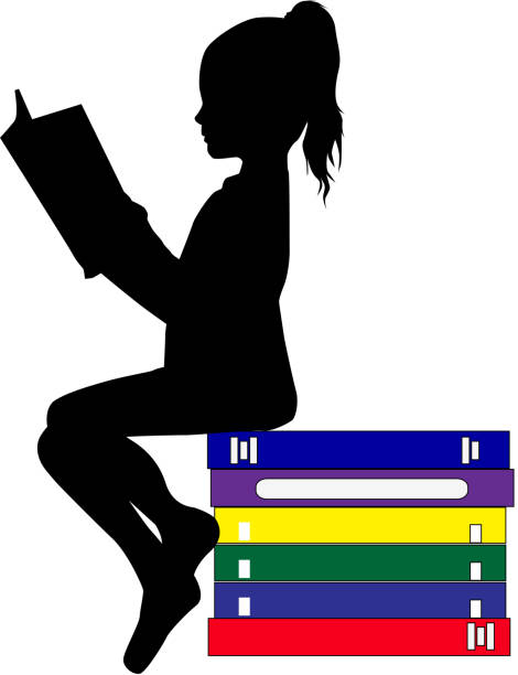 Silhouettes of people with a book. Silhouettes of people with a book. newspaper silhouettes stock illustrations