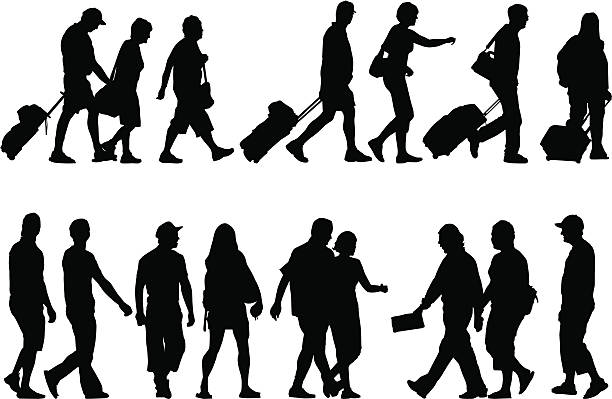 Silhouettes of tourists Tourism theme silhouettes set. Included files; Eps8 and Aics2. older woman stock illustrations
