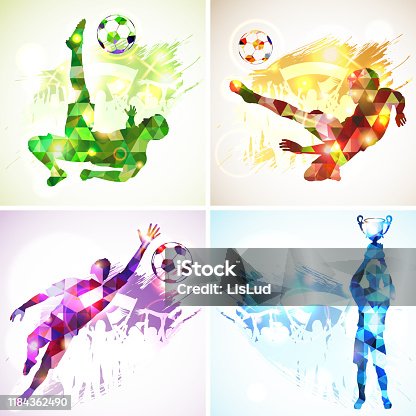 istock Silhouettes soccer football players 1184362490