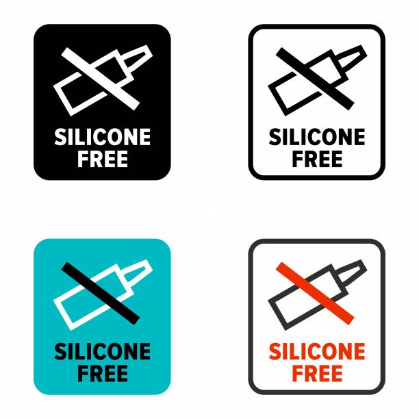 "Silicone free" compounds and cosmetic products information sign Available in high-resolution and good quality to fit the needs of your project. silicone stock illustrations