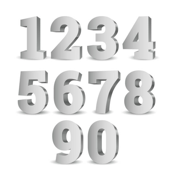 Silver 3d numbers. Silver 3d numbers. Symbol set. Vector illustration number stock illustrations