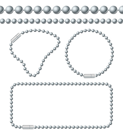 Silver Chain of Ball Links Set. Vector