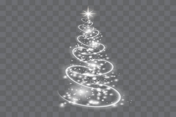 Silver Christmas tree on transparent background.Christmas abstract pattern. Silver Christmas tree on transparent background.Christmas abstract pattern. light through trees stock illustrations