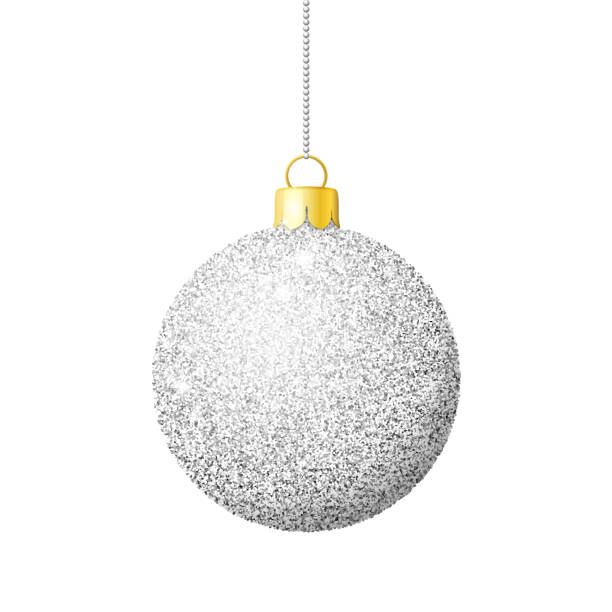 Christmas BALL CHRISTMAS BAUBLE Rustic Silver Eight Rectangular Pin Silver/White/Matt 