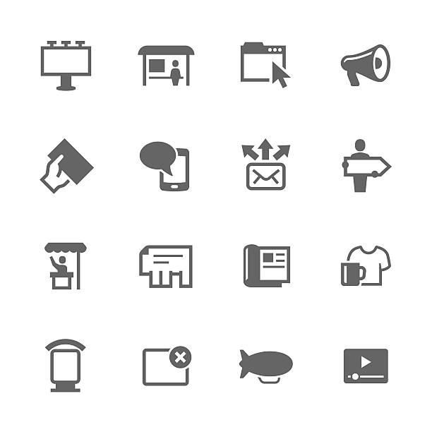 Simple Advertisement icons Simple Set of Advertisement Related Vector Icons. Contains such icons as magazine, billboard, web-banner and more. billboard posting stock illustrations