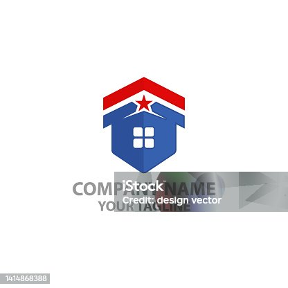istock Simple and unique army veteran sign with roof house image graphic icon logo design abstract concept vector stock. Can be used as symbol related to property or pension 1414868388