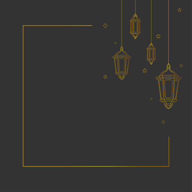 Simple background with hanging lantern vector design background of ramadan kareem with lanterns hanging outlines vector design ramadan stock illustrations