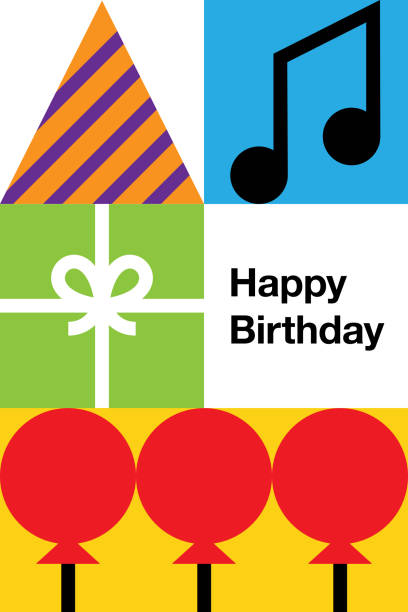 Simple Birthday Card Illustration Set 2–Gridded Symbol Series vector art illustration