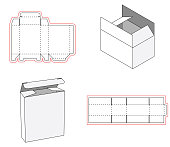 Simple box packaging die cut out template design. 3d mock-up. Template of a simple Box. Cut out of Paper or cardboard Box. Box with Die-cut.