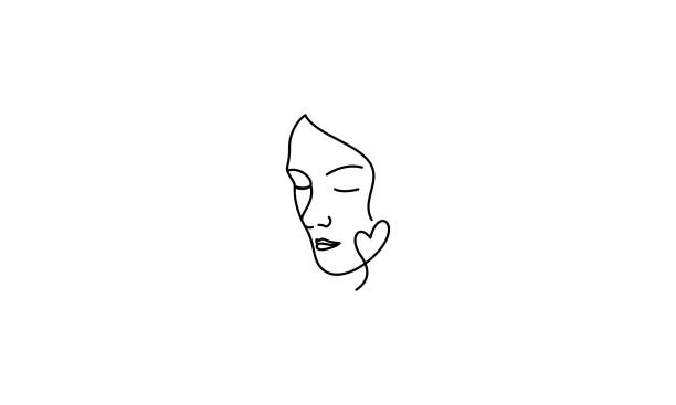 illustrations, cliparts, dessins animés et icônes de simple ligne continue visage tatouage vecteur illustration - une seule femme face