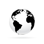 istock Simple earth globe with Americas, Europe and Africa visible. Photorealistic world globe isolated on white. 1292230374