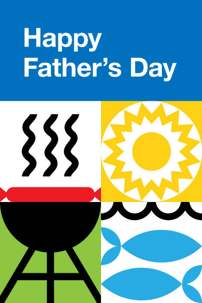 Simple Father’s Day Card Illustration Set 1–Gridded Symbol Series vector art illustration