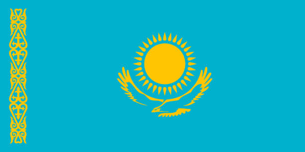 Simple flag Correct size, proportion, colors. Simple flag of Kazakhstan. Correct size, proportion, colors. kazakhstan stock illustrations
