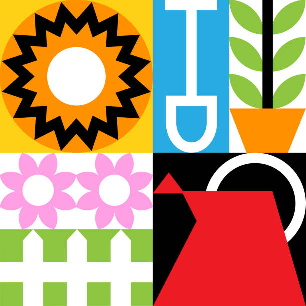 Simple Gardening/Landscaping Illustration Set 1–Gridded Symbol Series vector art illustration