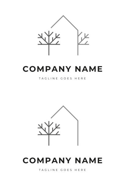 Simple House within the trees logo identity for green park residence vector art illustration