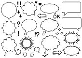 A set of symbols such as ellipses, cloud balloons, arrows, etc.
