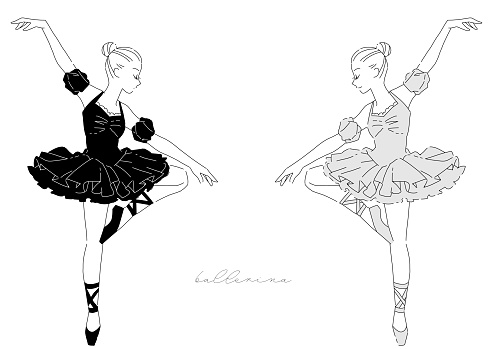 Simple line art ballerina illustration
